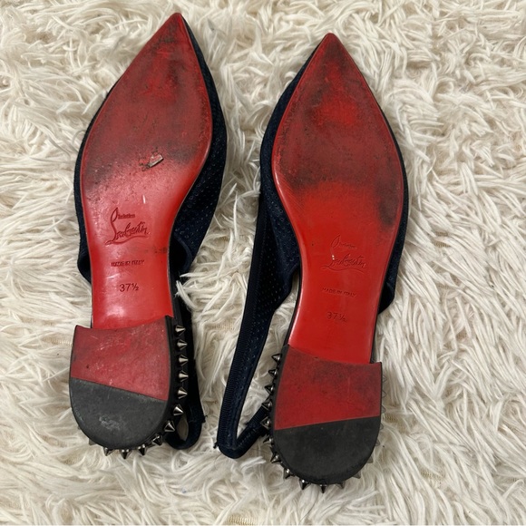Christian Louboutin HALL SLING Spike Studded Heel Suede Flat Sandals 37.5 - Picture 6 of 8